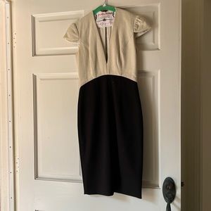 L’Agence form fitting black & cream dress